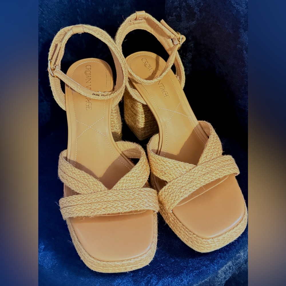 Crown Vintage Beige Wedge Sandals